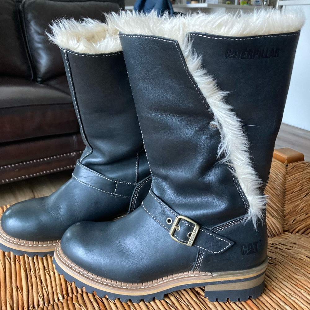 CAT Caterpillar Anna Leather Biker Boots Size 8
